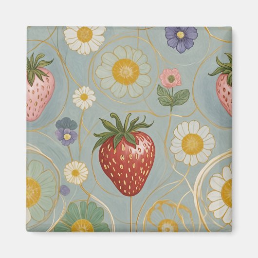 Pastel Floral & Berry Delight Magneet (Voorkant)