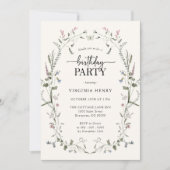 Pastel Floral Birthday Party Invitation Kaart (Voorkant)