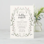 Pastel Floral Birthday Party Invitation Kaart (Staand voorkant)