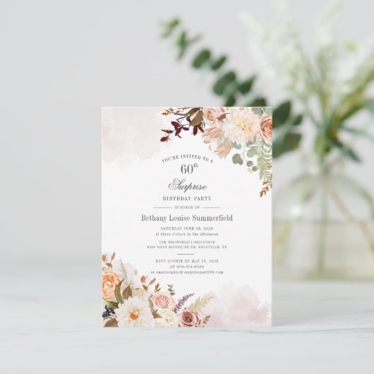Pastel Floral Bloom Botanical 60th Birthday Party (Staand voorkant)