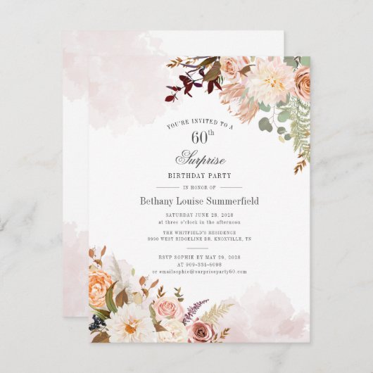 Pastel Floral Bloom Botanical 60th Birthday Party (Voorkant / Achterkant)