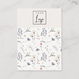 Pastel Floral Blue Rust Logo Band Holder Visitekaartje