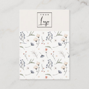 Pastel Floral Blue Rust Logo Band Holder Visitekaartje