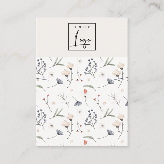 Pastel Floral Blue Rust Logo Band Holder Visitekaartje (Voorkant)