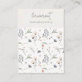 Pastel Floral Blue Rust Script Earning Ketting Visitekaartje (Voorkant)