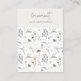 Pastel Floral Blue Rust Script Earning Ketting Visitekaartje