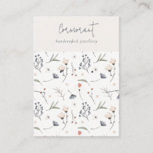 Pastel Floral Blue Rust Script Earning Ketting Visitekaartje