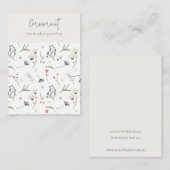 Pastel Floral Blue Rust Script Earning Ketting Visitekaartje (Voorkant / Achterkant)