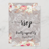  Pastel Floral Blush Roos Style RSVP-kaart Kaart (Voorkant / Achterkant)