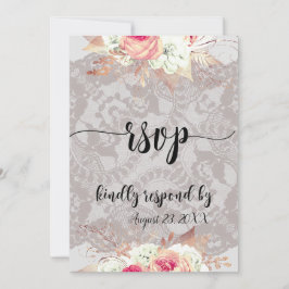  Pastel Floral Blush Roos Style RSVP-kaart Kaart