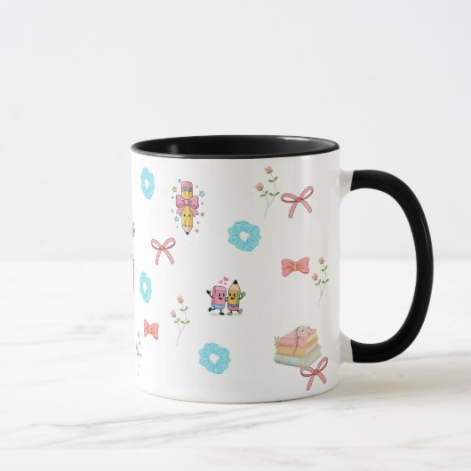 Pastel Floral Book Aesthetic Two-Tone Mug Mok (Rechts)