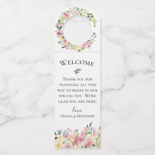 Pastel Floral Bouquet Flessenhanger (Voorkant)