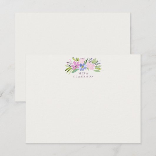Pastel Floral Bouquet Note Card Kaart (Voorkant / Achterkant)