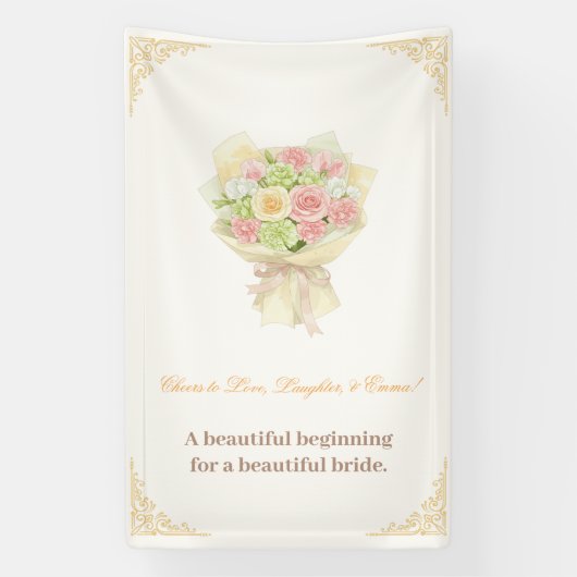 Pastel Floral Bridal pastel bouquet Elegant  Spandoek (Verticaal)