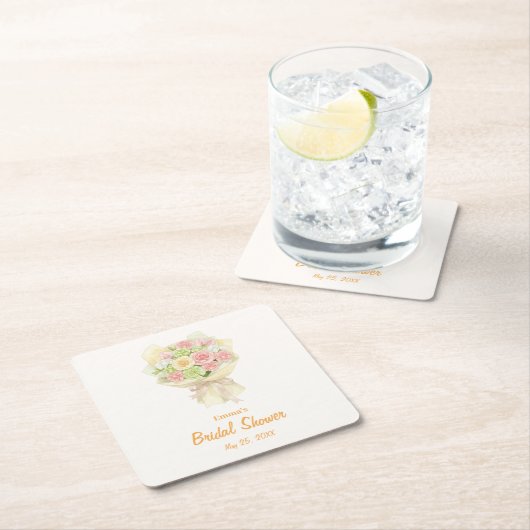 Pastel Floral Bridal Shower bouquet  Kartonnen Onderzetters (Insitu)