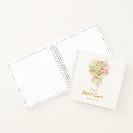 Pastel Floral Bridal Shower bouquet wedding Notitieboek (Binnen)