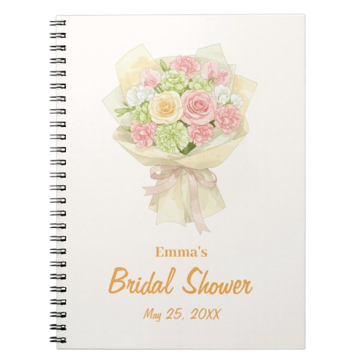 Pastel Floral Bridal Shower bouquet wedding  Notitieboek (Voorkant)