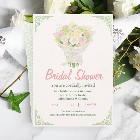 Pastel Floral Bridal Shower Invite – Japanese  Kaart