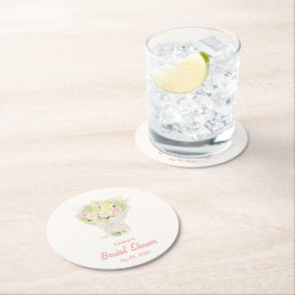 Pastel Floral Bridal Shower – Japanese-Asian Ronde Kartonnen Onderzetter