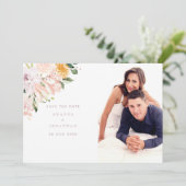 Pastel Floral bruiloft foto Save The Date (Staand voorkant)
