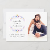 Pastel Floral bruiloft foto Save The Date (Voorkant)