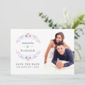 Pastel Floral bruiloft foto Save The Date (Staand voorkant)