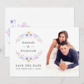 Pastel Floral bruiloft foto Save The Date (Voorkant / Achterkant)
