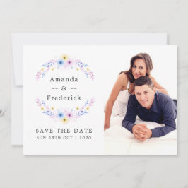 Pastel Floral bruiloft foto Save The Date