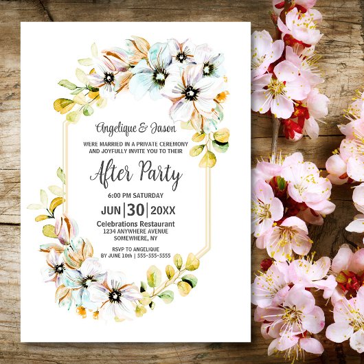 Pastel Floral bruiloft receptie Kaart