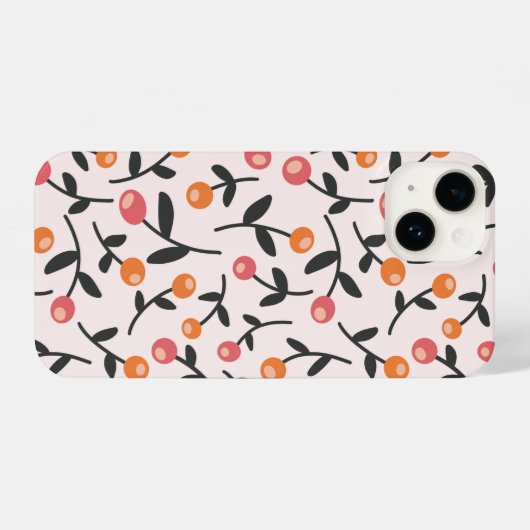Pastel Floral Bud Botanisch patroon iPhone Hoesje (Achterkant horizontaal)