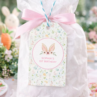 Pastel Floral Bunny Ears Girls 1st Birthday Favor  Cadeaulabel