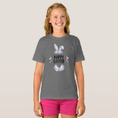 Pastel Floral Bunny Ears Happy Easter T-Shirt (Voorkant volledig)