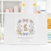 Pastel Floral Bunny Easter Wishes Gift Bag Groot Cadeauzakje