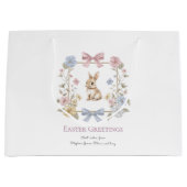 Pastel Floral Bunny Easter Wishes Gift Bag Groot Cadeauzakje (Voorkant)