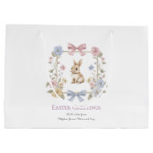 Pastel Floral Bunny Easter Wishes Gift Bag Groot Cadeauzakje (Achterkant)