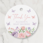 Pastel Floral Butterfly Baby shower Bedankjes Labels (Voorkant)