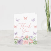 Pastel Floral Butterfly Baby shower Bedankkaart (Voorkant)