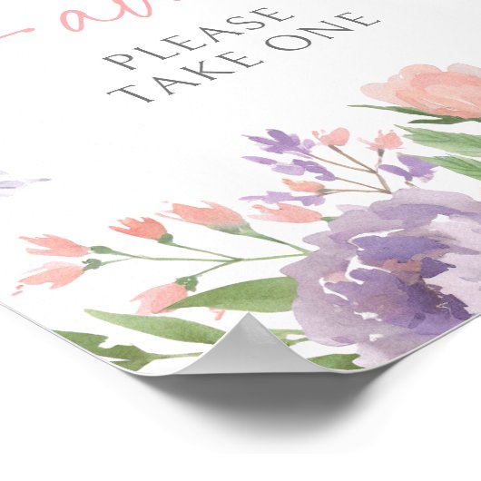 Pastel Floral Butterfly Baby shower Favors Sign Poster (Hoek)