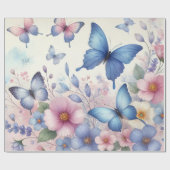 Pastel Floral Butterfly Wrapping Paper – Elegant Cadeaupapier (Vlak)