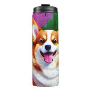 Pastel Floral Corgi Thermosbeker