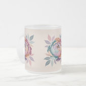 Pastel Floral Cream Frosted Glass Mok (Voorkant links)