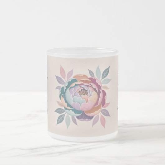Pastel Floral Cream Frosted Glass Mok (Center)