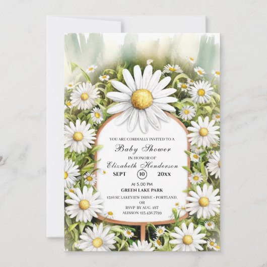 Pastel Floral Daisy Baby shower Kaart (Voorkant)