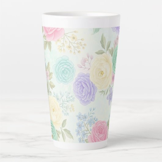Pastel Floral Design Latte Mok (Voorkant)