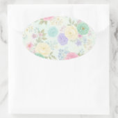 Pastel Floral Design Ovale Sticker (Tas)