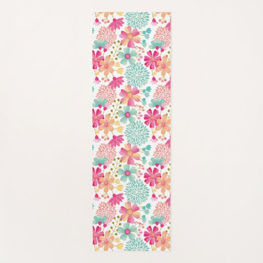Pastel Floral Designer Yoga Exercise Vloermat Yogamat (Voorkant)