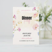 Pastel Floral Dinner Party Invite RSVP Kaartje (Staand voorkant)