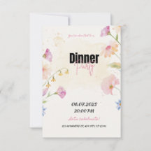 Pastel Floral Dinner Party Invite