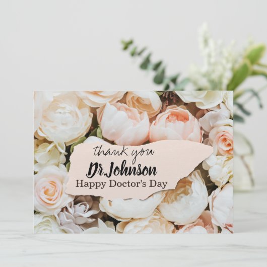 Pastel Floral Doctors Day Bedankkaart (Staand voorkant)