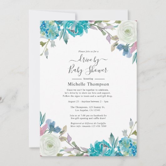 Pastel Floral Drive door Bruids of Baby shower Kaart (Voorkant)